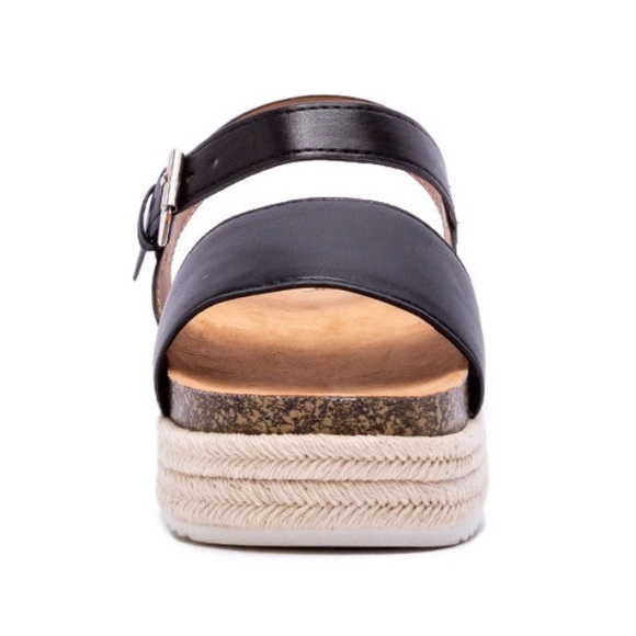 Qupid Cancun Black Rafia Espadrille Cork Wedge Platform Sandal - Picture 6 of 12